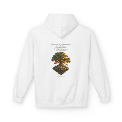 Unisex Fleece Hoodie mit Zitat - Heine - Schönes Vaterland Eiche – back
