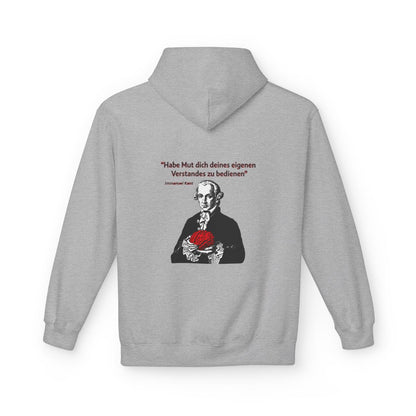 Unisex Fleece Hoodie mit Zitat - Kant - Habe Mut Gehirn – back
