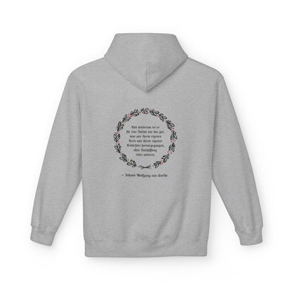 Unisex Fleece Hoodie mit Zitat - Goethe - Ohne Nachäffung – back