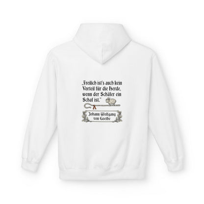 Unisex Fleece Hoodie mit Zitat - Goethe - Schäfer ein Schaf – back
