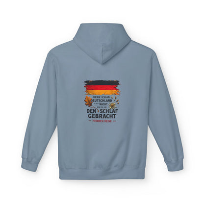 Unisex Fleece Hoodie mit Zitat - Heine - Nachtgedanken Flagge – back