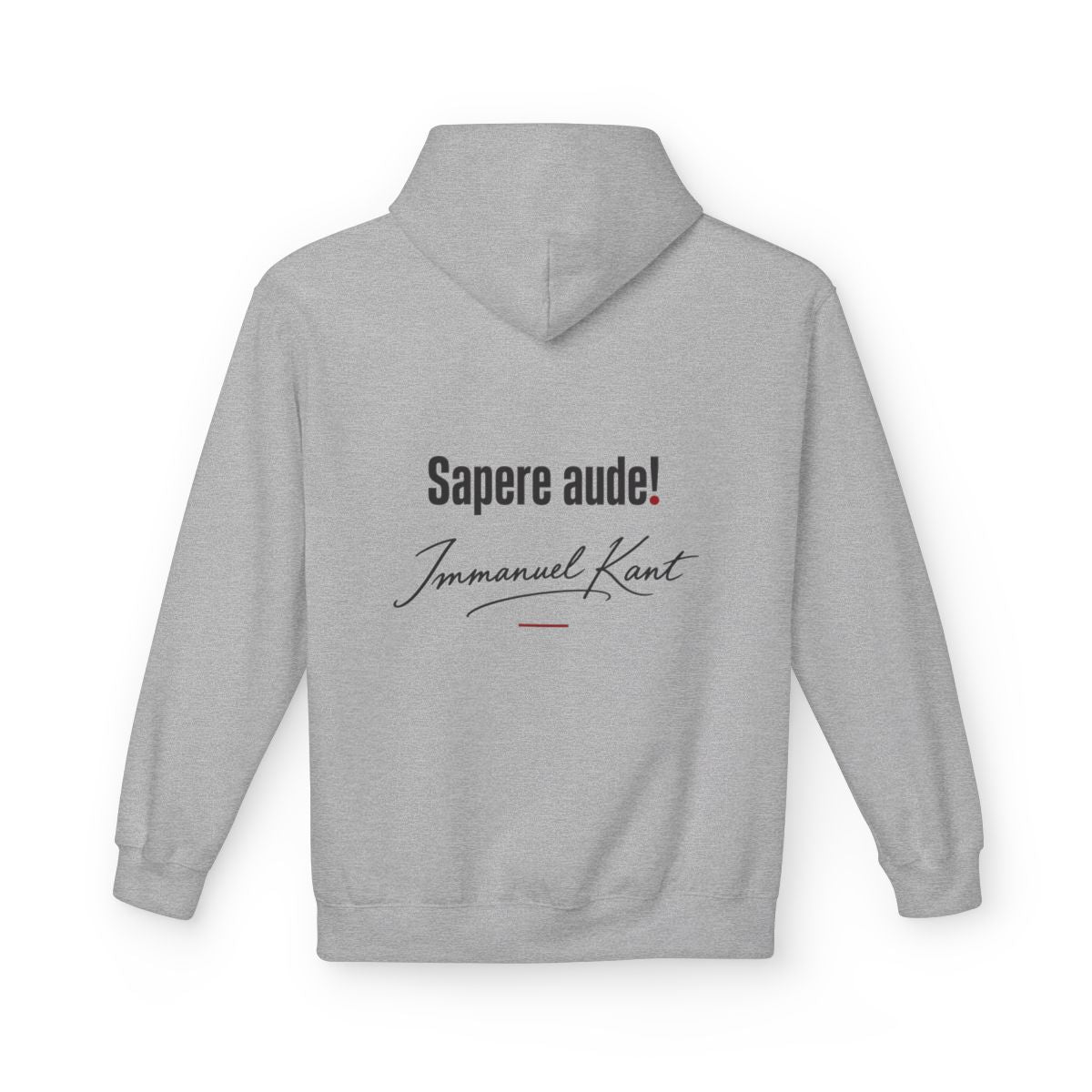 Unisex Fleece Hoodie mit Zitat - Kant - Sapere aude Signatur – back