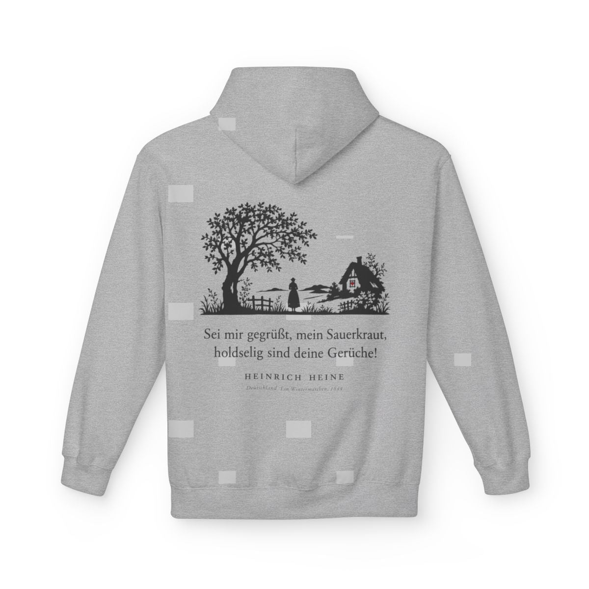 Unisex Fleece Hoodie mit Zitat - Heine - Sei mir gegrüßt, mein Sauerkraut – back