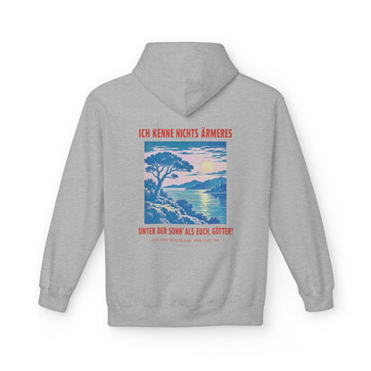 Unisex Fleece Hoodie mit Zitat - Goethe - Ich kenne nichts Ärmeres – back