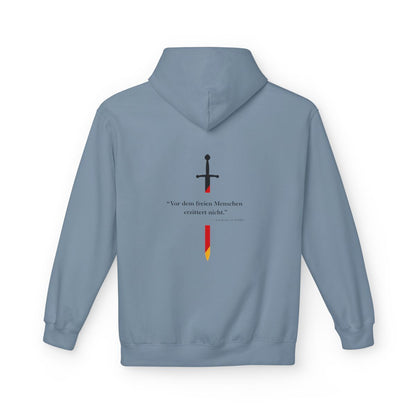 Unisex Fleece Hoodie mit Zitat - Schiller - Vor dem freien Menschen – back