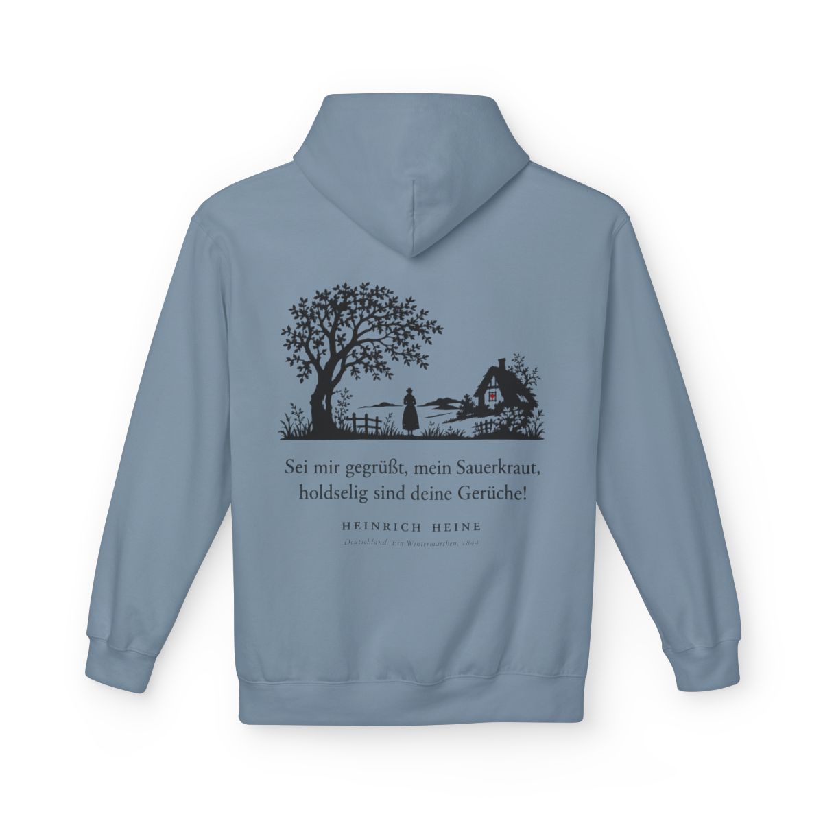 Unisex Fleece Hoodie mit Zitat - Heine - Sei mir gegrüßt, mein Sauerkraut – back
