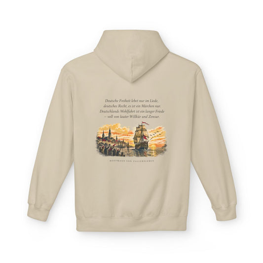 Unisex Fleece Hoodie mit Zitat - Fallersleben - Deutsche Freiheit lebet nur im Liede – back