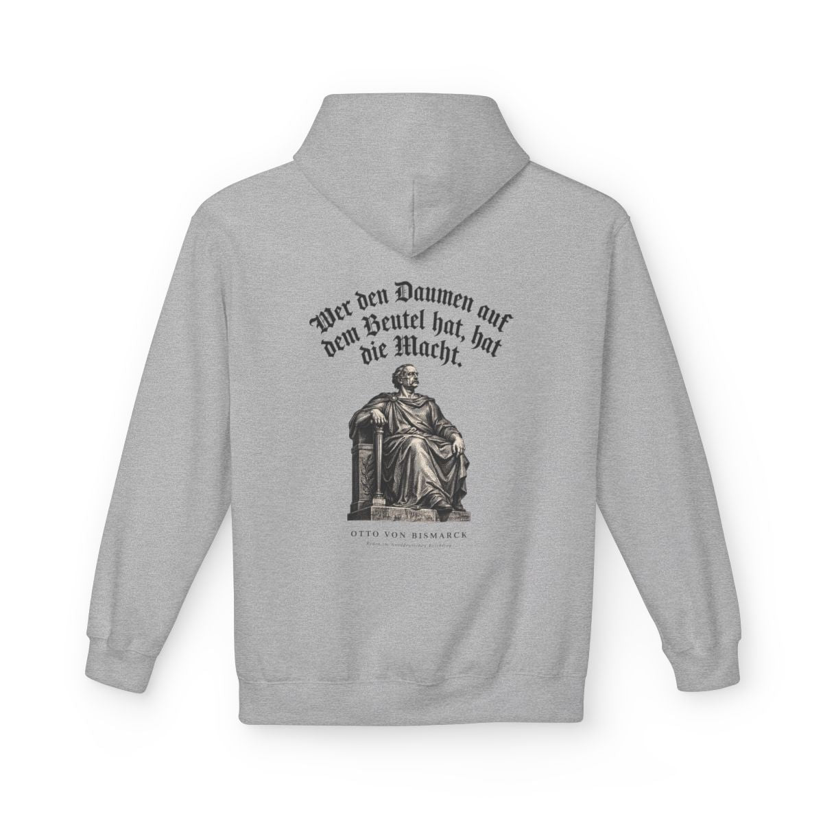 Unisex Fleece Hoodie mit Zitat - Bismarck - Wer den Daumen – back