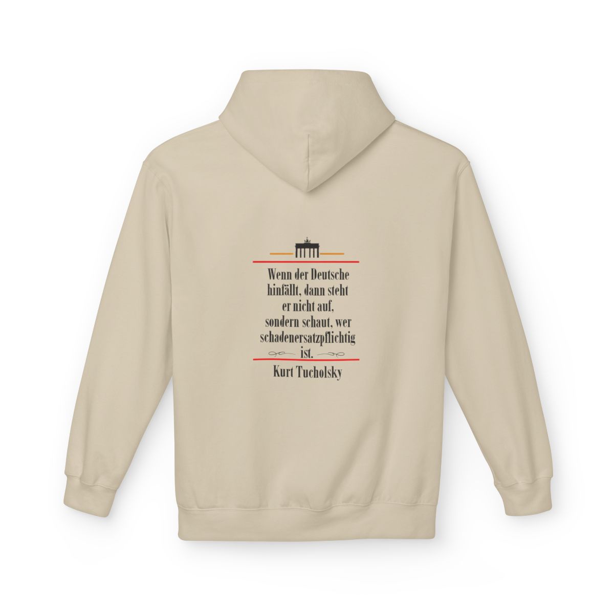 Unisex Fleece Hoodie mit Zitat - Tucholsky - Schadenersatzpflichtig – back