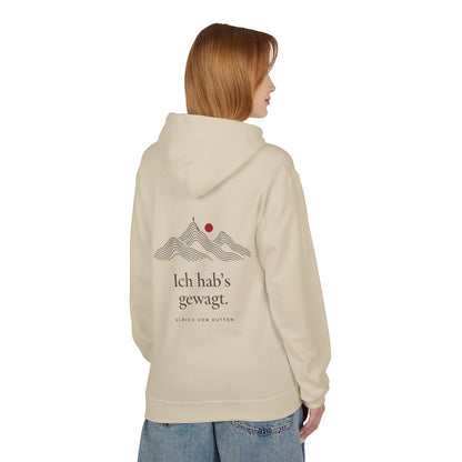 Unisex Fleece Hoodie mit Zitat - Ulrich von Hutten - Ich habs gewagt – person-1-back