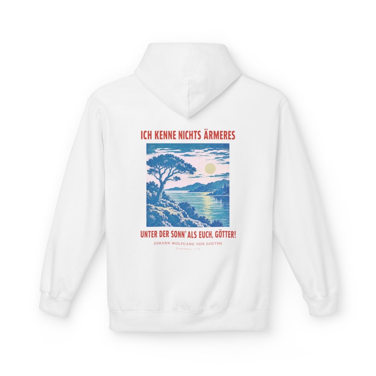 Unisex Fleece Hoodie mit Zitat - Goethe - Ich kenne nichts Ärmeres – back