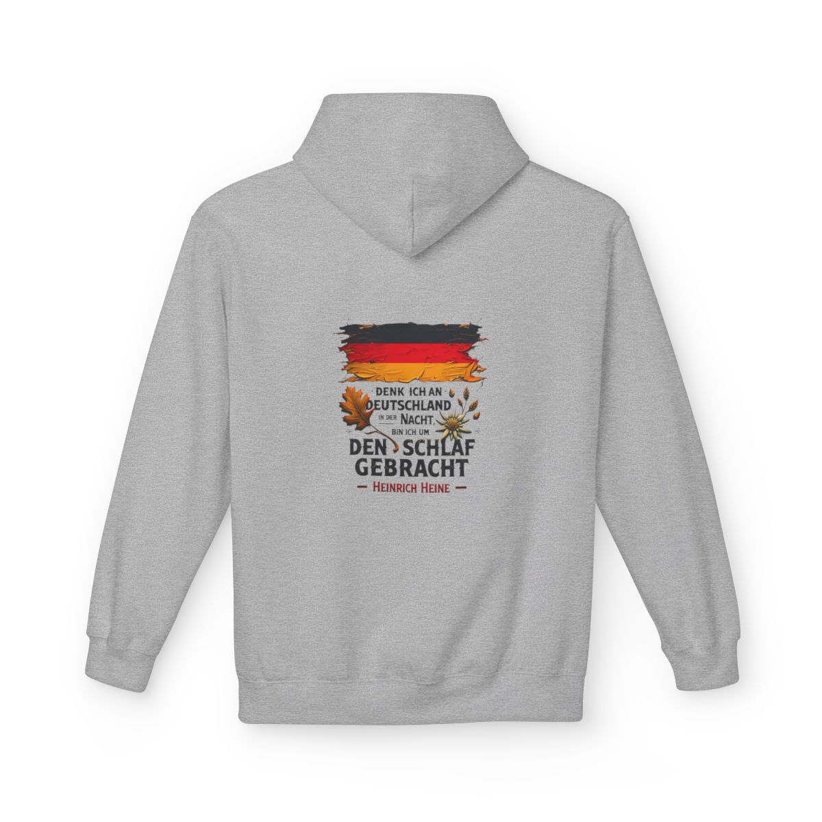Unisex Fleece Hoodie mit Zitat - Heine - Nachtgedanken Flagge – back