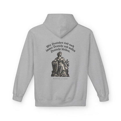 Unisex Fleece Hoodie mit Zitat - Luther - Wir Deutschen sind noch immer Gravur – back