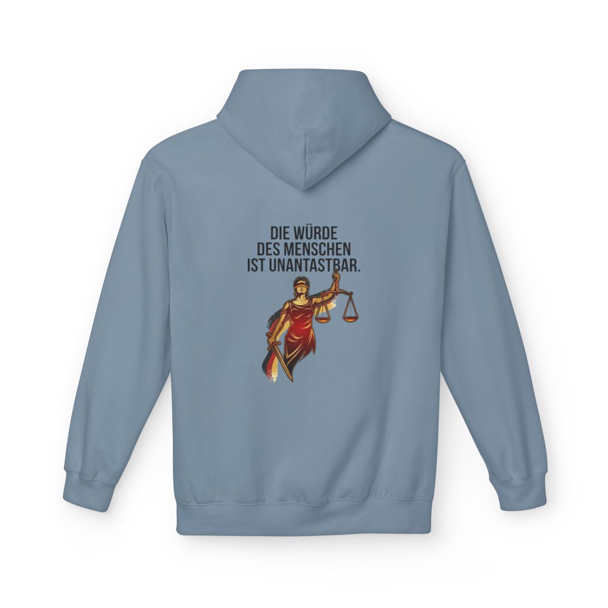 Unisex Fleece Hoodie mit Zitat - Grundgesetz - Die Würde des Menschen – back