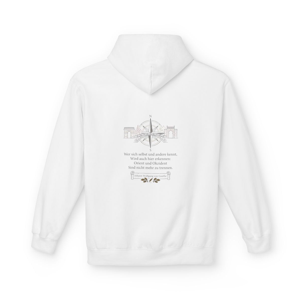 Unisex Fleece Hoodie mit Zitat - Goethe - Orient und Okzident – back