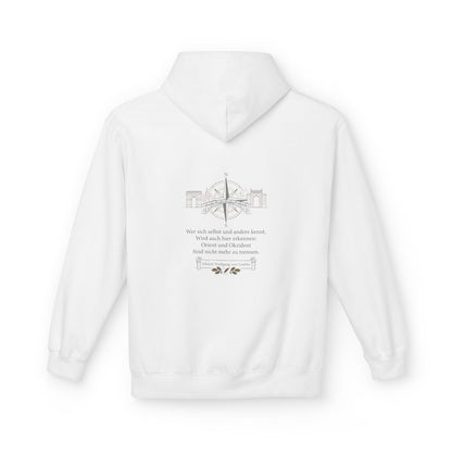 Unisex Fleece Hoodie mit Zitat - Goethe - Orient und Okzident – back