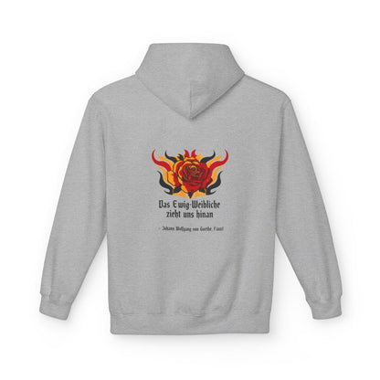 Unisex Fleece Hoodie mit Zitat - Goethe - Das Ewig-Weibliche – back