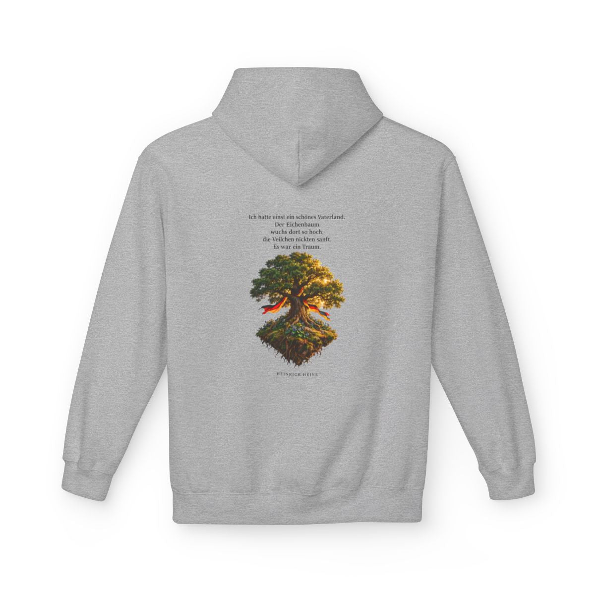 Unisex Fleece Hoodie mit Zitat - Heine - Schönes Vaterland Eiche – back