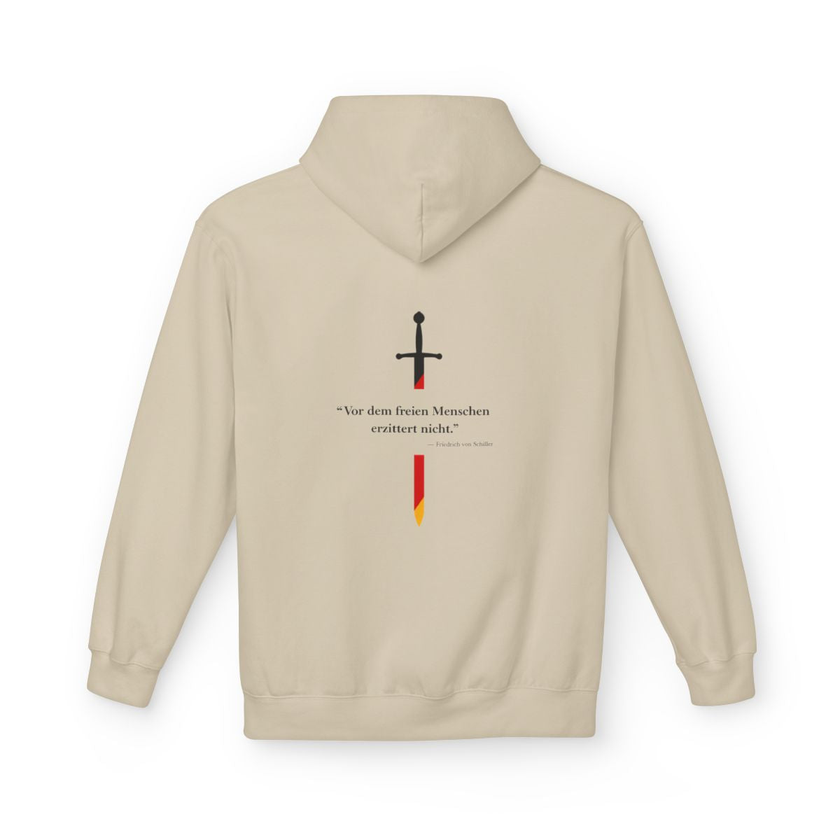 Unisex Fleece Hoodie mit Zitat - Schiller - Vor dem freien Menschen – back