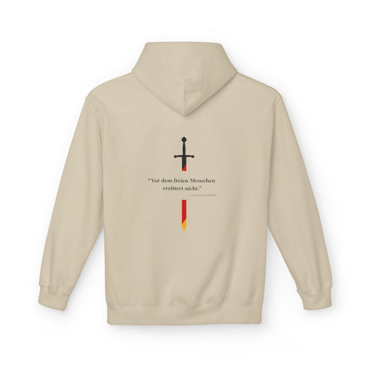 Unisex Fleece Hoodie mit Zitat - Schiller - Vor dem freien Menschen – back