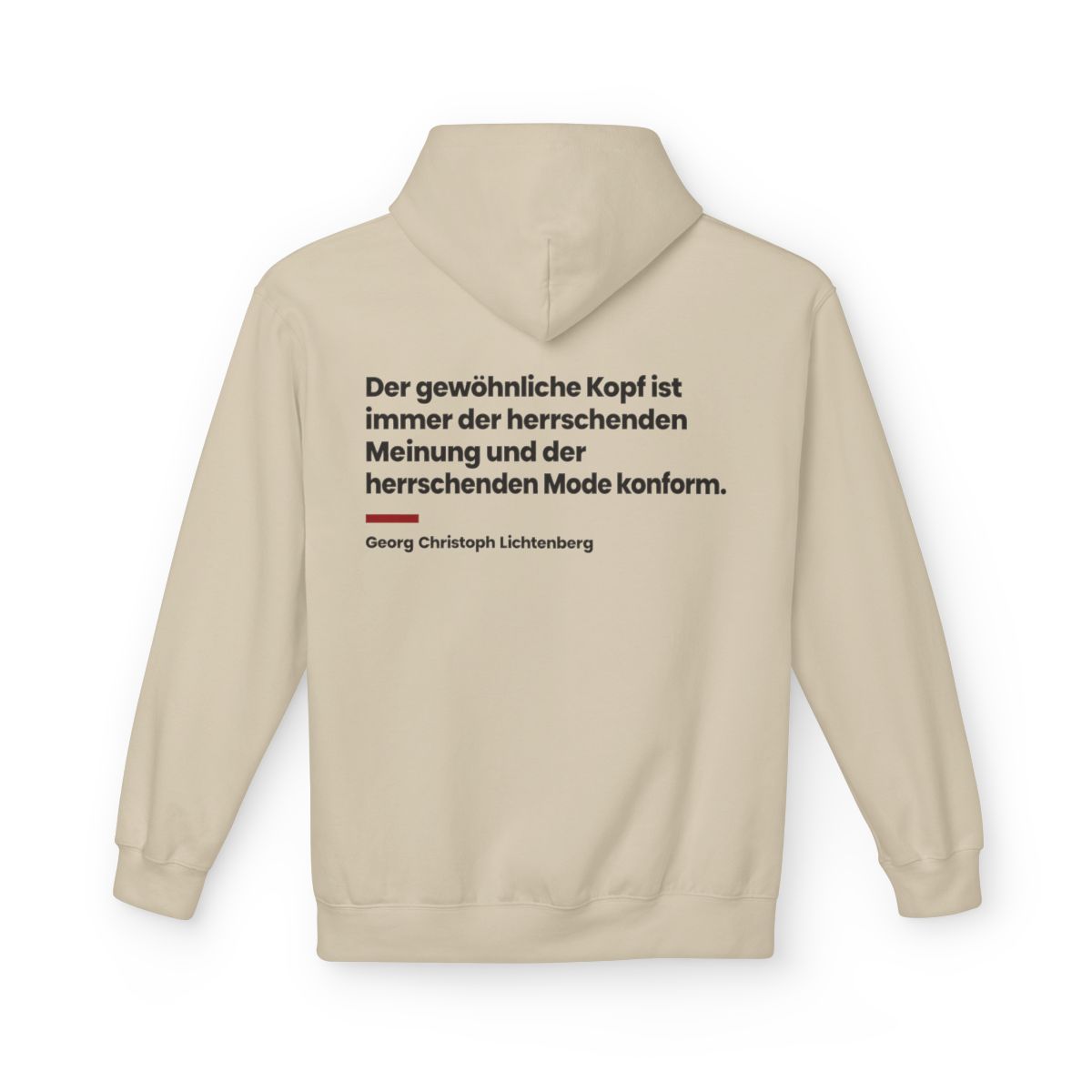 Unisex Fleece Hoodie mit Zitat - Lichtenberg - Der gewöhnliche Kopf ist immer – back