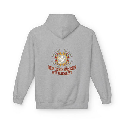 Unisex Fleece Hoodie mit Zitat - Bibel - Liebe deinen Nächsten – back