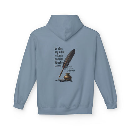 Unisex Fleece Hoodie mit Zitat - Goethe - Er kann mich im Arsche lecken – back