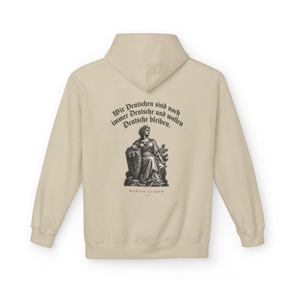 Unisex Fleece Hoodie mit Zitat - Luther - Wir Deutschen sind noch immer Gravur – back