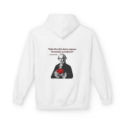 Unisex Fleece Hoodie mit Zitat - Kant - Habe Mut Gehirn – back