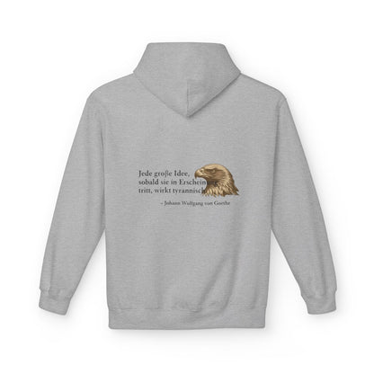 Unisex Fleece Hoodie mit Zitat - Goethe - Große Idee – back