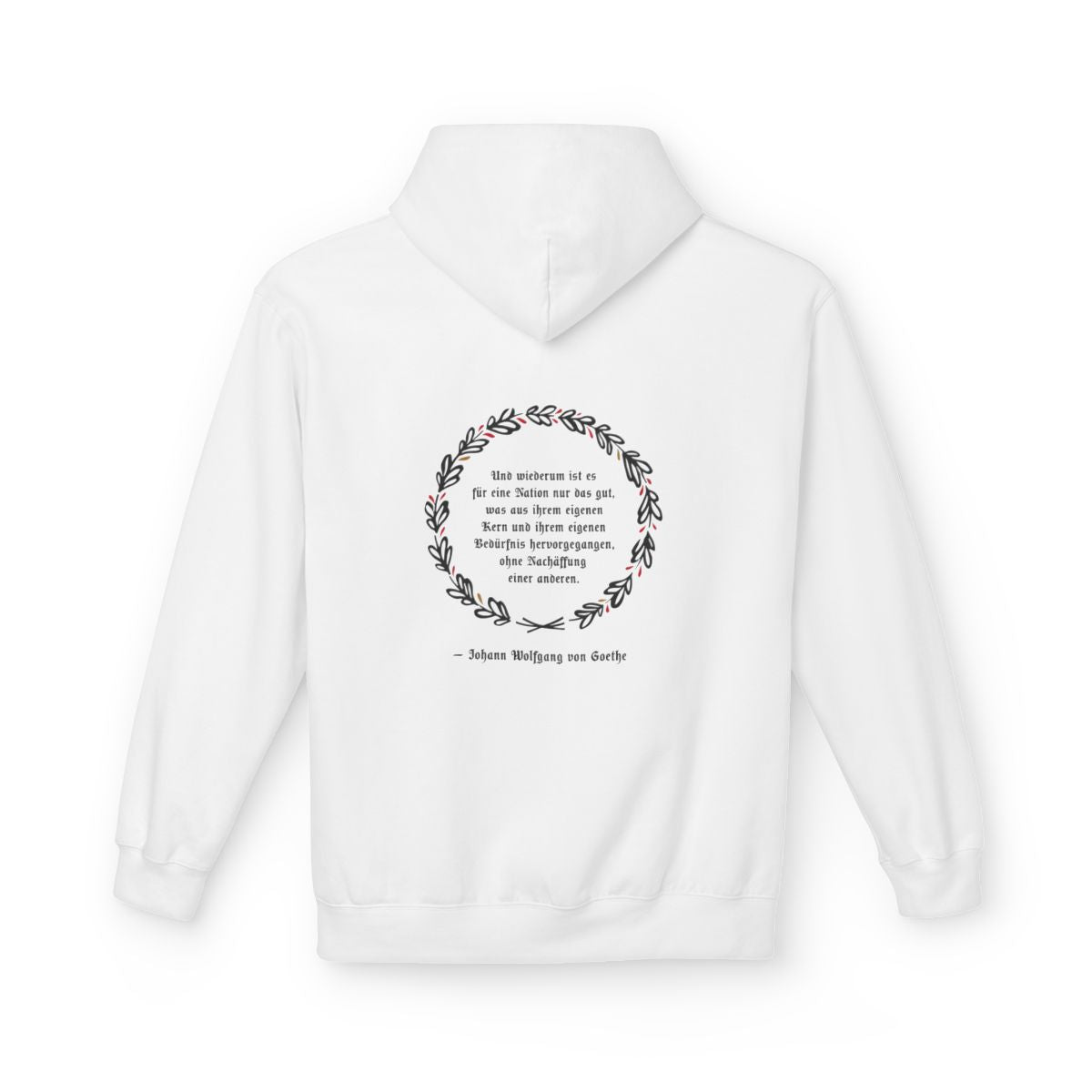 Unisex Fleece Hoodie mit Zitat - Goethe - Ohne Nachäffung – back