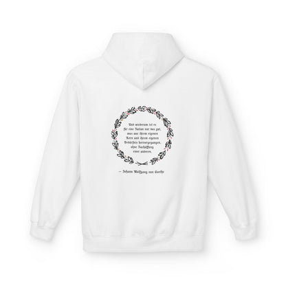 Unisex Fleece Hoodie mit Zitat - Goethe - Ohne Nachäffung – back