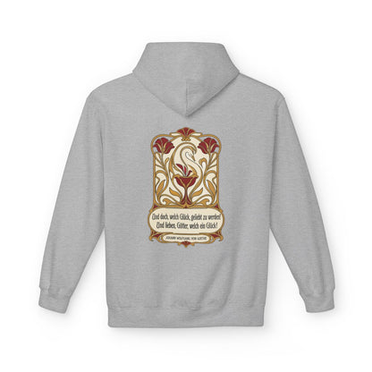 Unisex Fleece Hoodie mit Zitat - Goethe - Und doch, welch Glück, geliebt zu werden – back