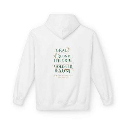 Unisex Fleece Hoodie mit Zitat - Goethe - Goldner Baum – back
