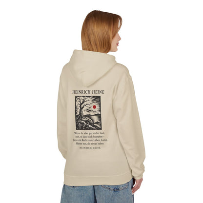 Unisex Fleece Hoodie mit Zitat - Heine - Wenn du aber gar nichts hast – person-1-back