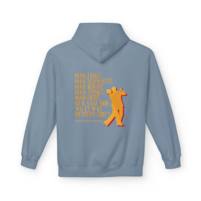 Unisex Fleece Hoodie mit Zitat - Goethe - Man tanzt man trinkt – back