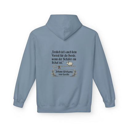 Unisex Fleece Hoodie mit Zitat - Goethe - Schäfer ein Schaf – back
