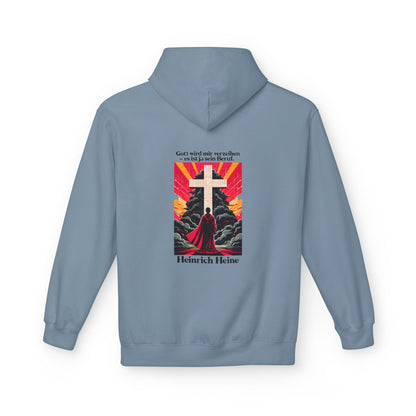 Unisex Fleece Hoodie mit Zitat - Heine - Gott wird mir verzeihen – back