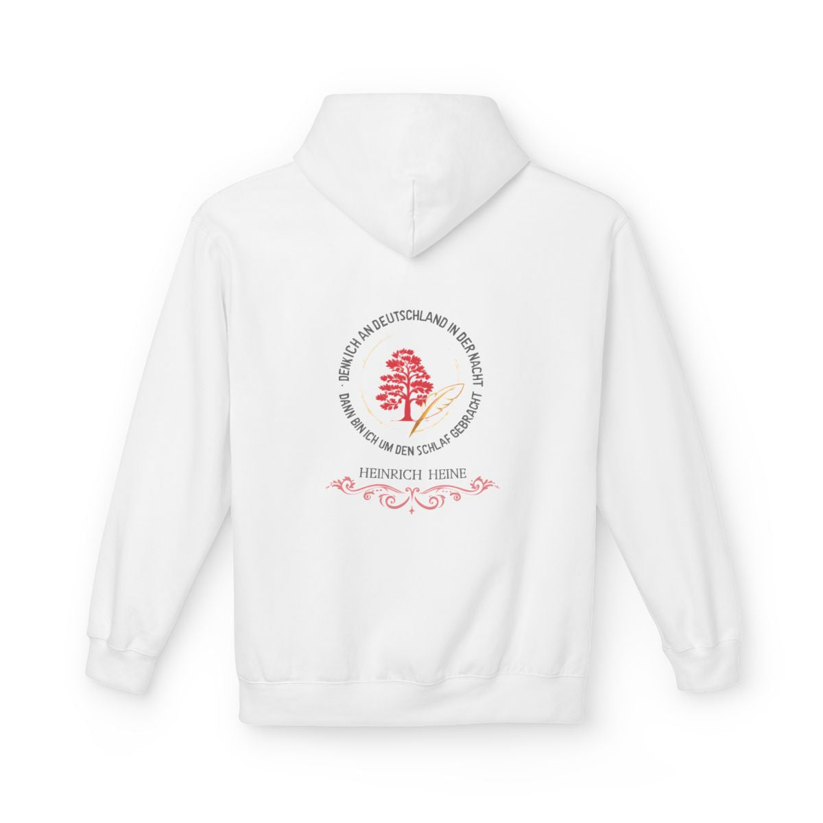 Unisex Fleece Hoodie mit Zitat - Heine - Nachtgedanken Kreis – back