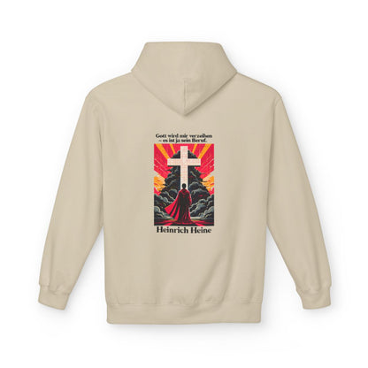 Unisex Fleece Hoodie mit Zitat - Heine - Gott wird mir verzeihen – back