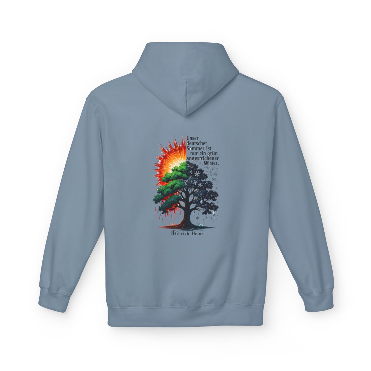 Unisex Fleece Hoodie mit Zitat - Heine - Deutscher Sommer – back