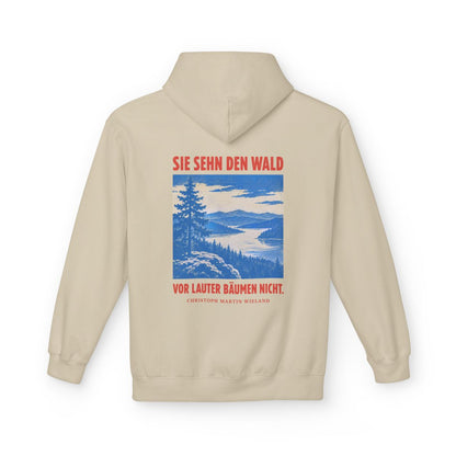 Unisex Fleece Hoodie mit Zitat - Wieland - Sie sehn den Wald vor – back