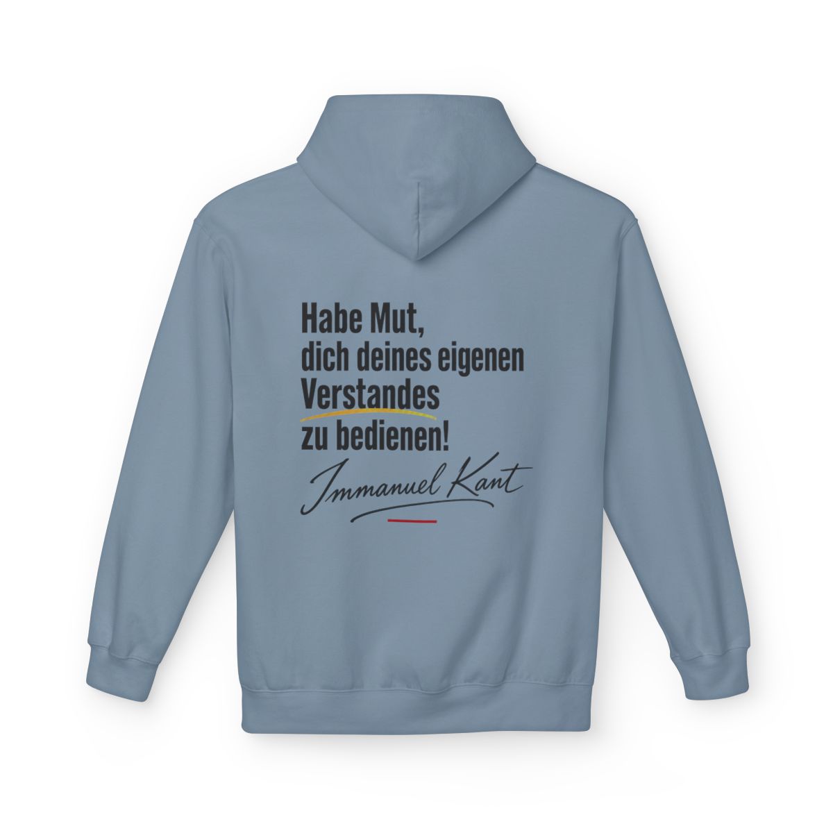 Unisex Fleece Hoodie mit Zitat - Kant - Habe Mut Signatur – back