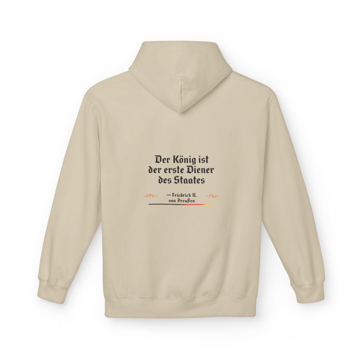 Unisex Fleece Hoodie mit Zitat - Friedrich II. - Erster Diener des Staates – back