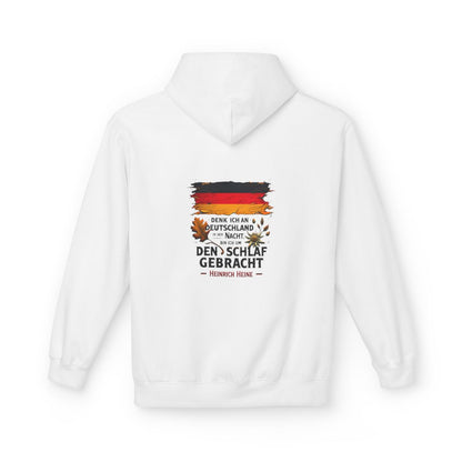 Unisex Fleece Hoodie mit Zitat - Heine - Nachtgedanken Flagge – back