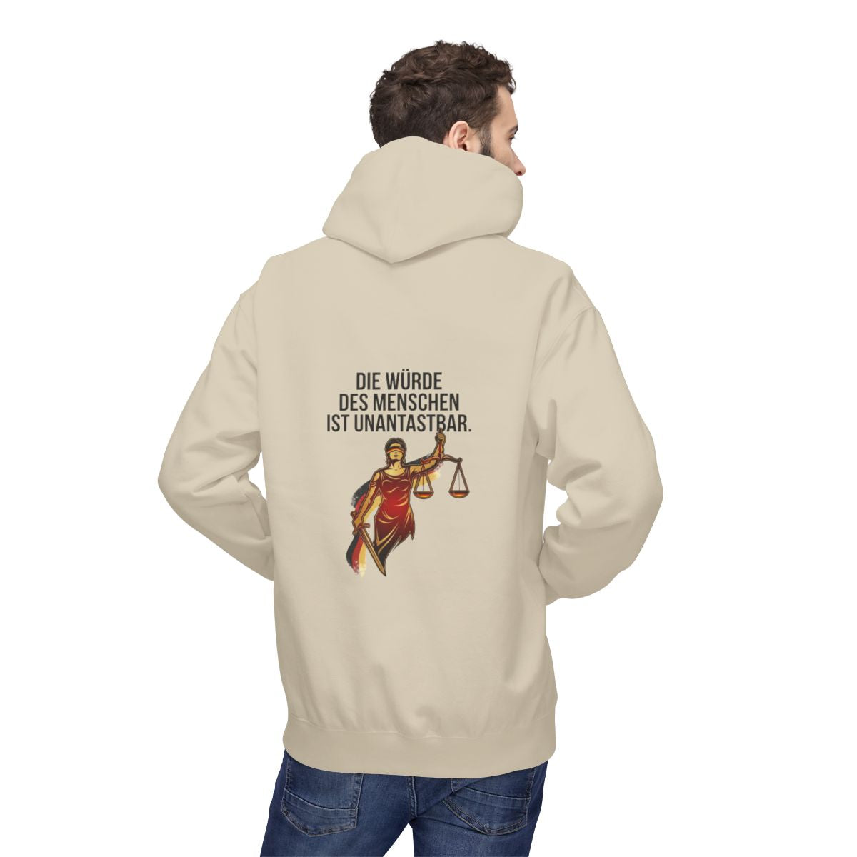 Unisex Fleece Hoodie mit Zitat - Grundgesetz - Die Würde des Menschen – person-2-back
