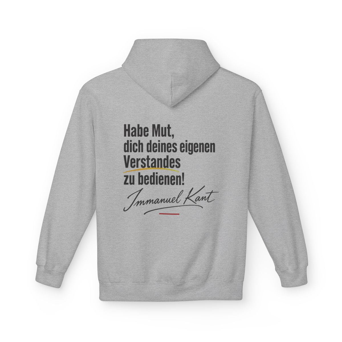 Unisex Fleece Hoodie mit Zitat - Kant - Habe Mut Signatur – back