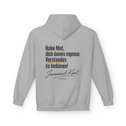 Unisex Fleece Hoodie mit Zitat - Kant - Habe Mut Signatur – back