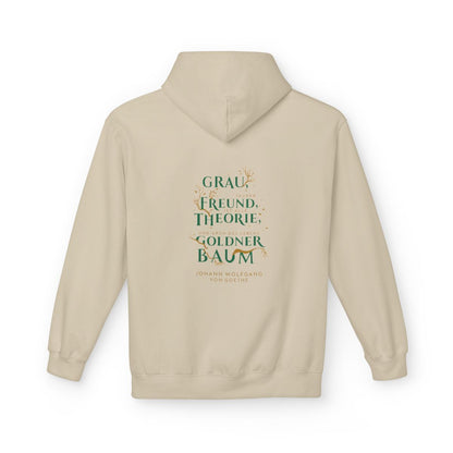 Unisex Fleece Hoodie mit Zitat - Goethe - Goldner Baum – back
