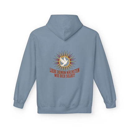 Unisex Fleece Hoodie mit Zitat - Bibel - Liebe deinen Nächsten – back